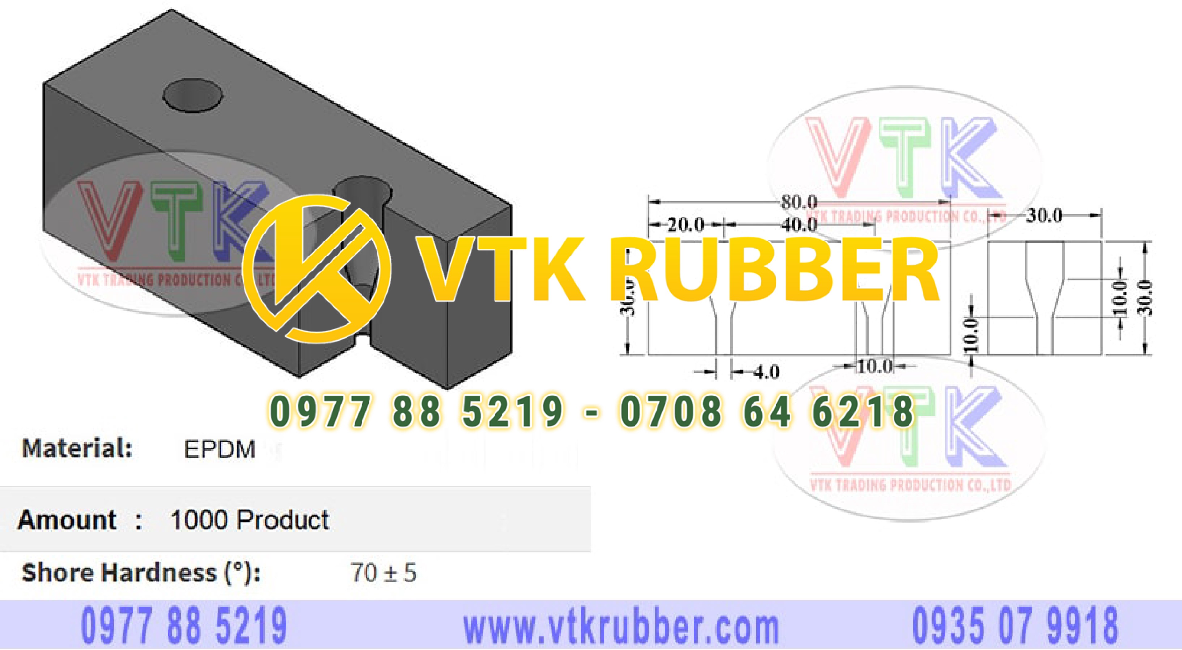 Đệm cao su chống va đập hình chữ nhật