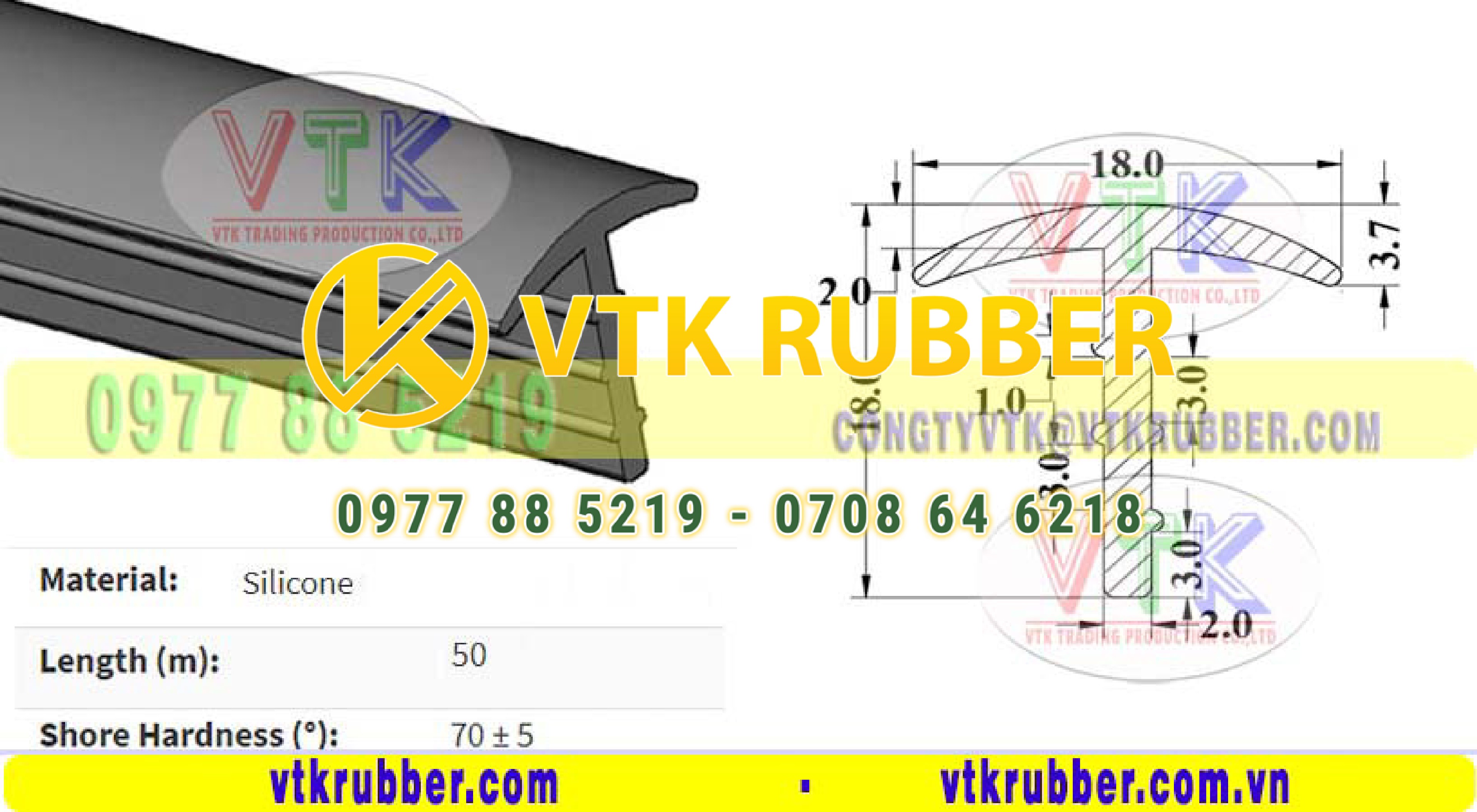 Nhà máy gioăng silicon trắng chữ T chịu nhiệt ở Vĩnh Long