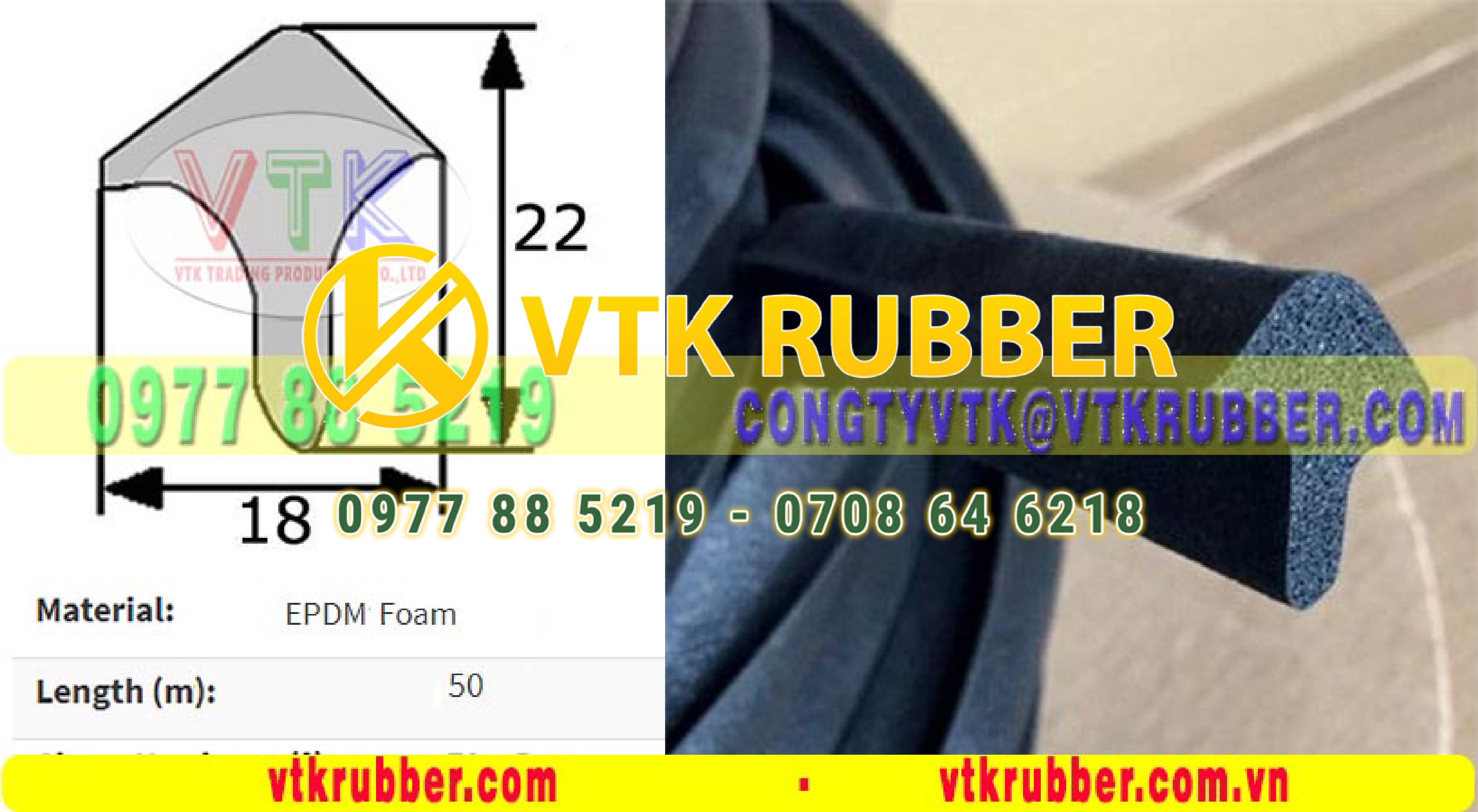 Ron cao su xốp đùn chữ T 