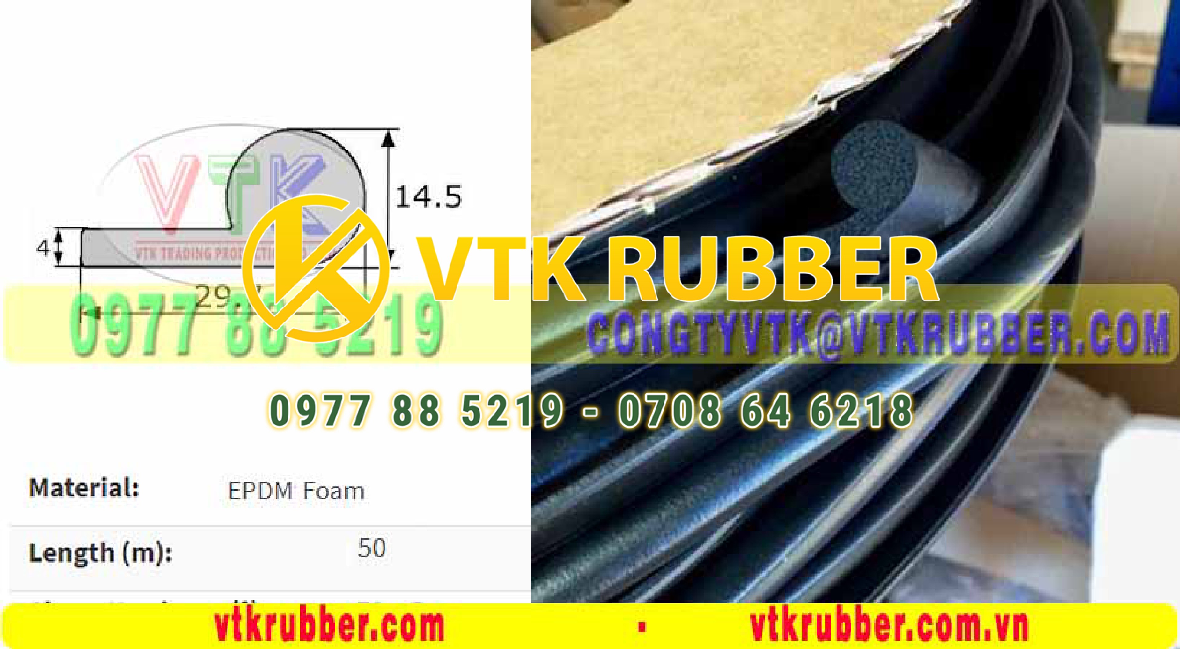 Ron cao su xốp chữ P dày 4mm