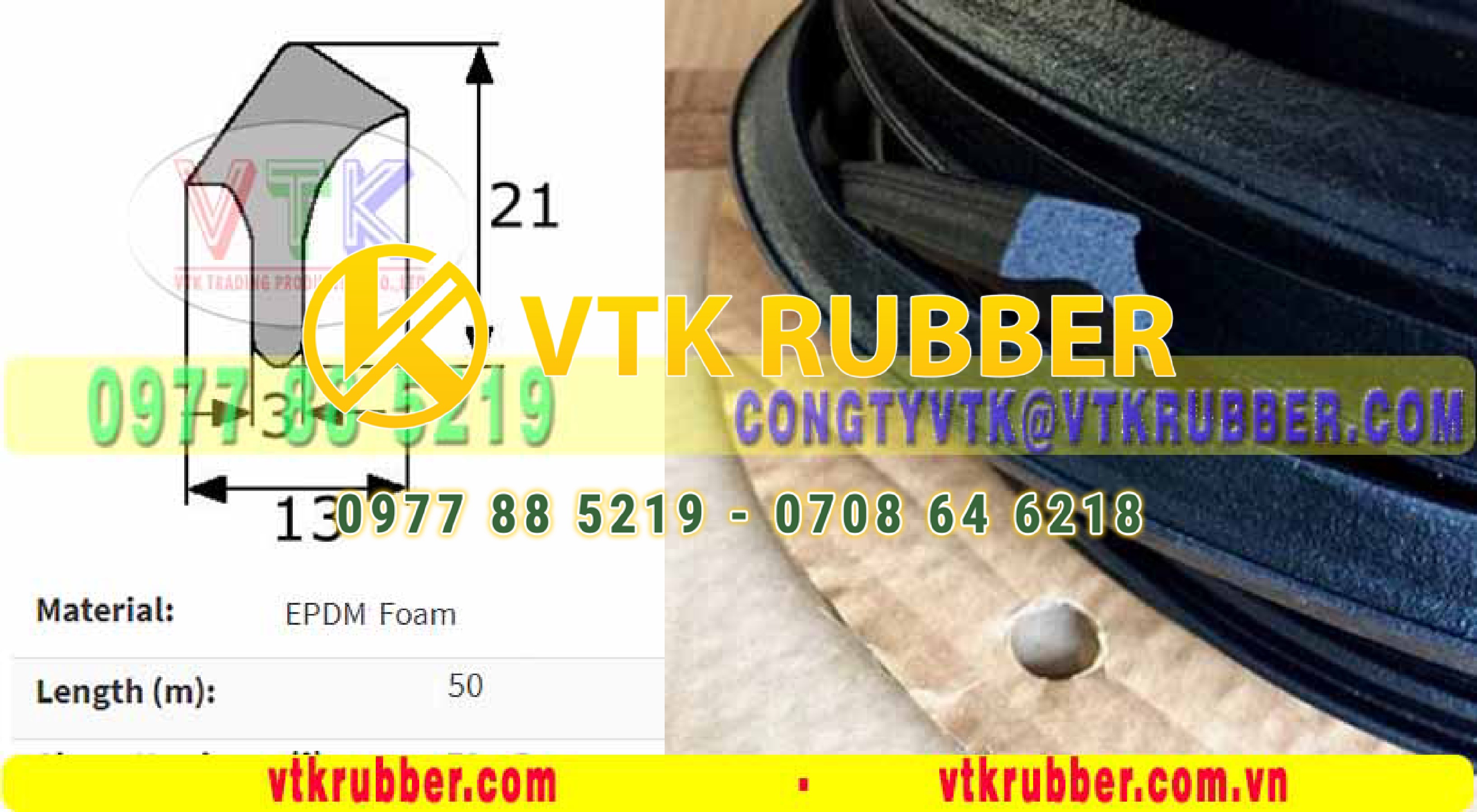Ron cao su xốp chữ T dày 3mm