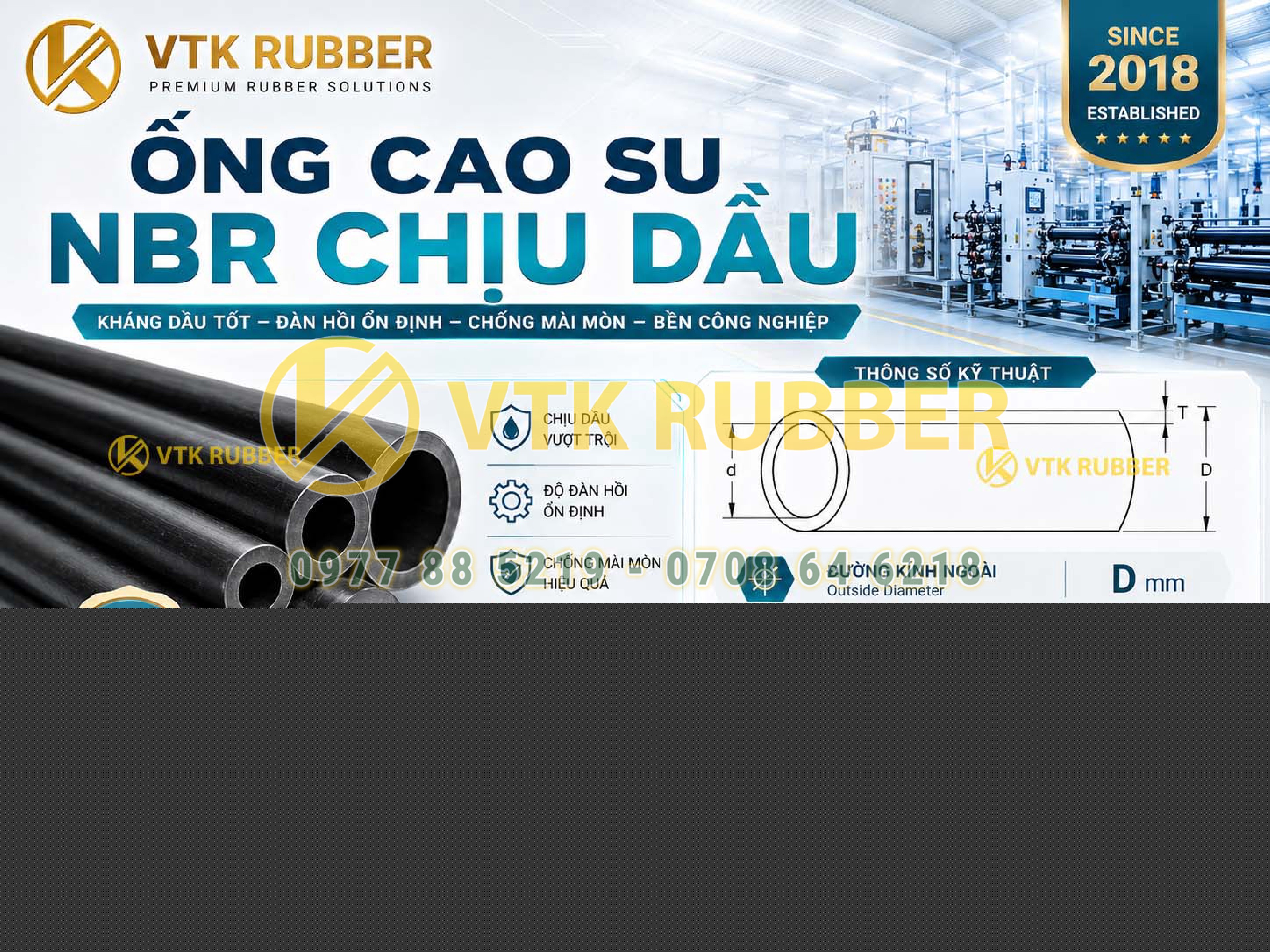 Ống cao su NBR chịu dầu tại Sơn La chất lượng cao