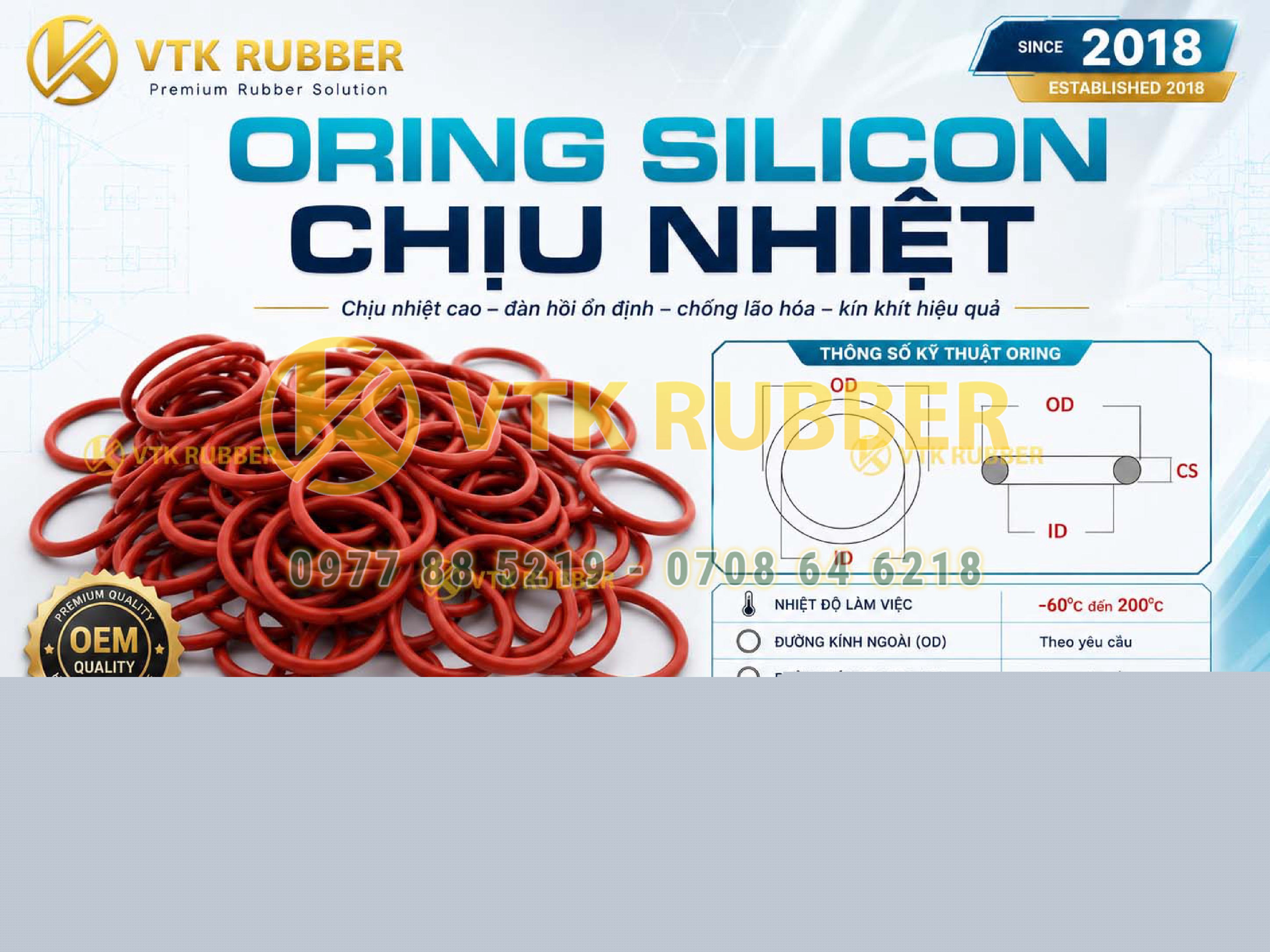 Oring silicon chịu nhiệt tại Quảng Ngãi chất lượng cao