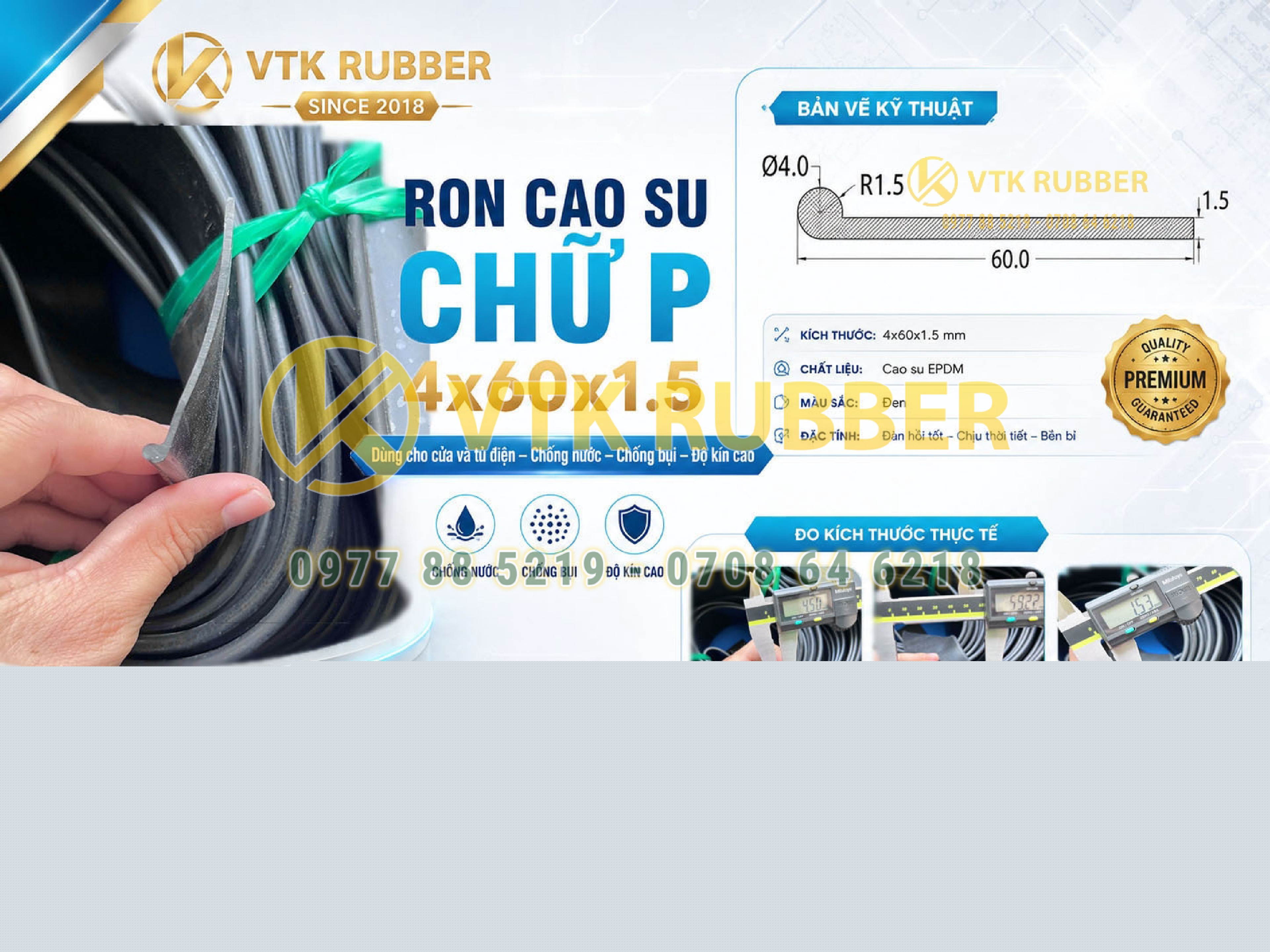 Ron cao su chữ P 4x60x1.5 chống nước, tủ điện Tuyên Quang