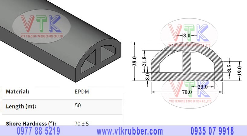 Nơi bán ron ống cao su EPDM màu đen chữ D chịu lực ở Phú Yên