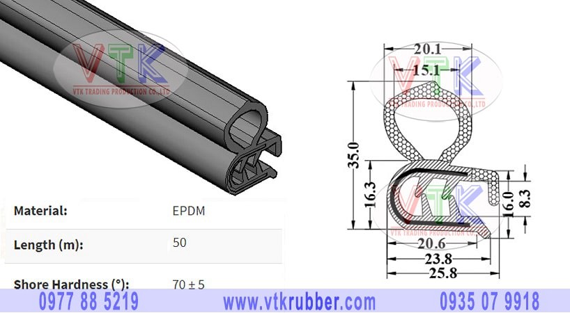 Gioăng cao su xốp  đen nẹp cửa tủ điện cài đứng ở Bình Thuận