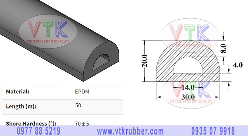 Gioăng cao su EPDM chịu lực chữ D ở Lâm Đồng