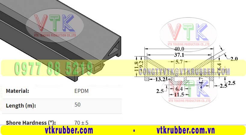 Báo giá gioăng cao su EPDM màu đen chữ K ở Bình Phước