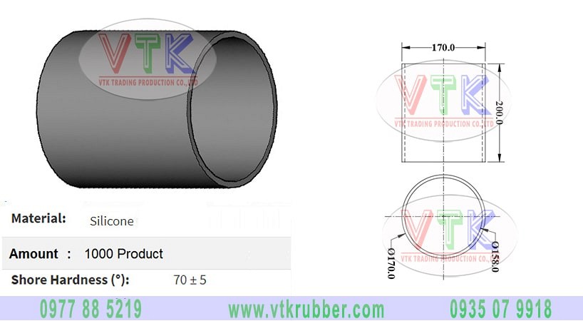 Ống silicon nối nhiệt 170x200