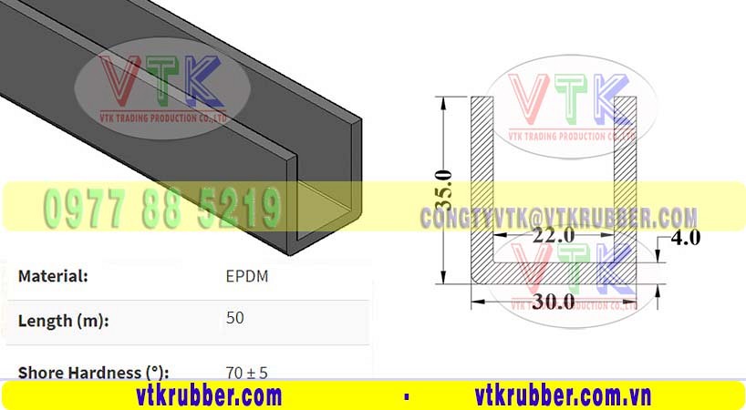 Gioăng cao su EPDM nẹp chịu lực chữ U ở Bình Dương
