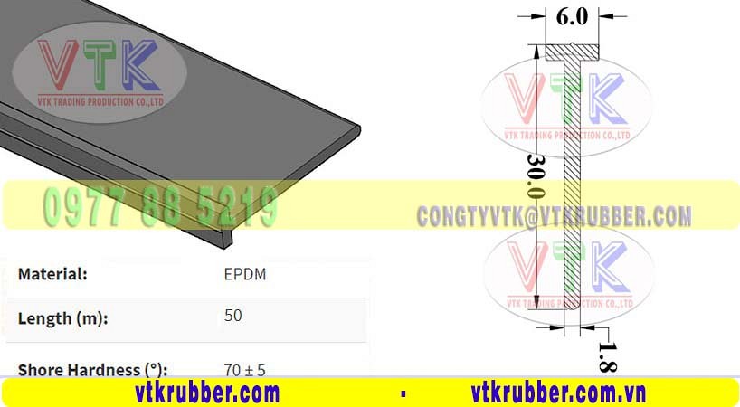 Gioăng cao su EPDM chữ T chịu nhiệt, chống ồn ở tỉnh Sóc Trăng