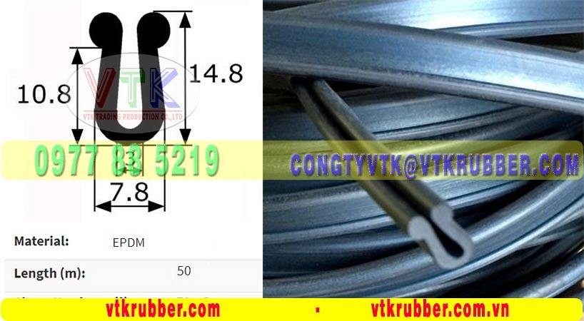 Ron cao su đùn chữ U khe 3mm