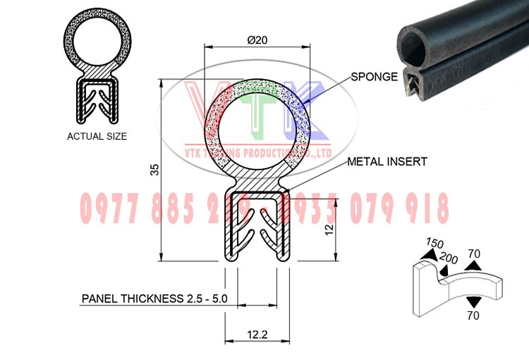 Gioăng cao su xốp bọc kẽm, nẹp cửa tủ điện chữ U